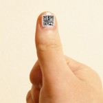 The QR code nail jell sticker to be put on fingernails or toenails 